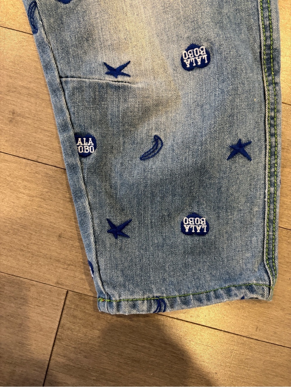 Women's Blue Embroidered Denim Shorts - Picture 5 of 15